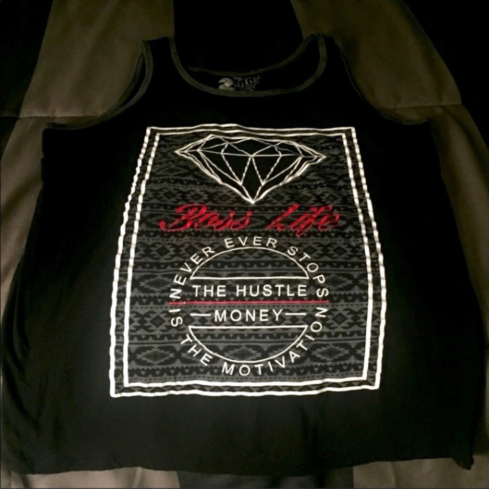 Hot Topic 2 Monkeys Side Hustle Tank True Black "Boss Life” Top New - Picture 4 of 10